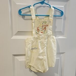 Yellow Vtg Overalls with Whimsical Elephant Design
